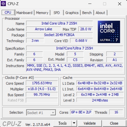 CPU-Z 畫面 1